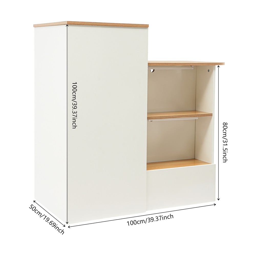 Reception Desk with LED Lights - Modern Office Front Counter & Storage