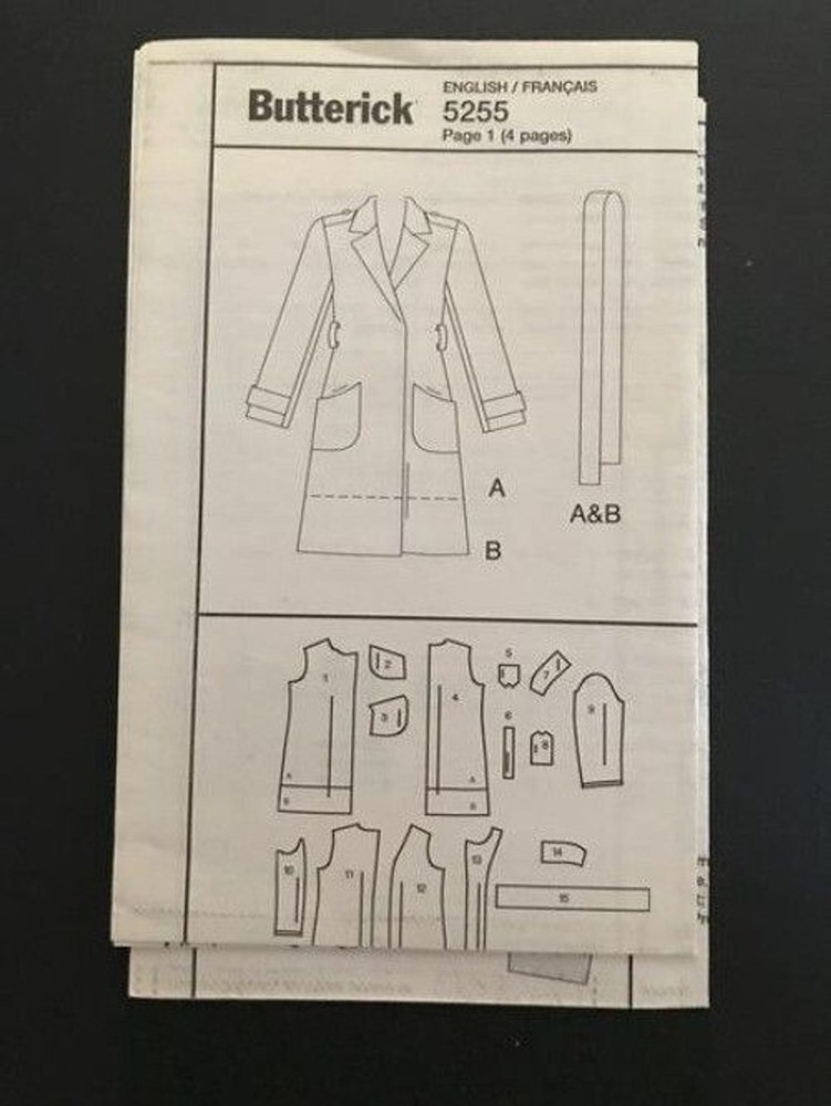 #B5255 Butterick womens coat pattern 16-22