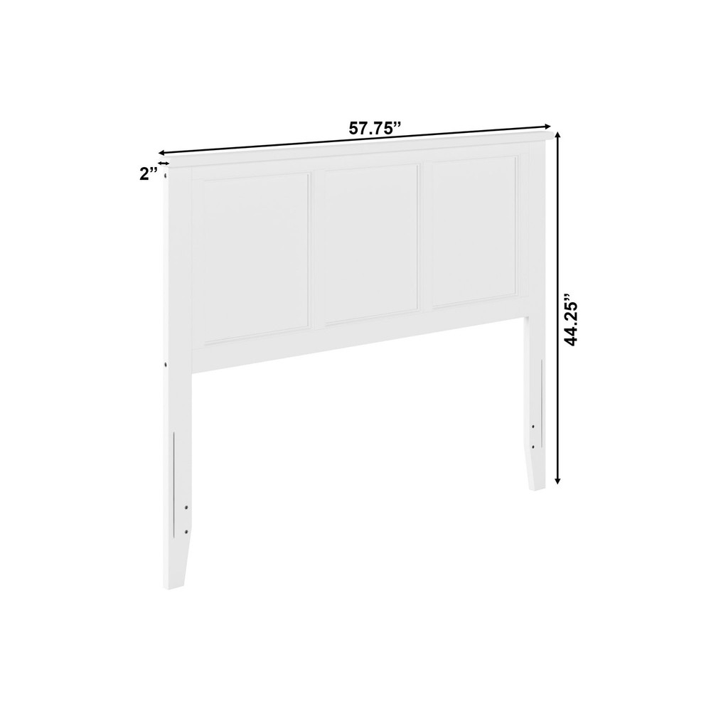 Madison Full White Headboard Solid Hardwood Clean Lines Durable Design