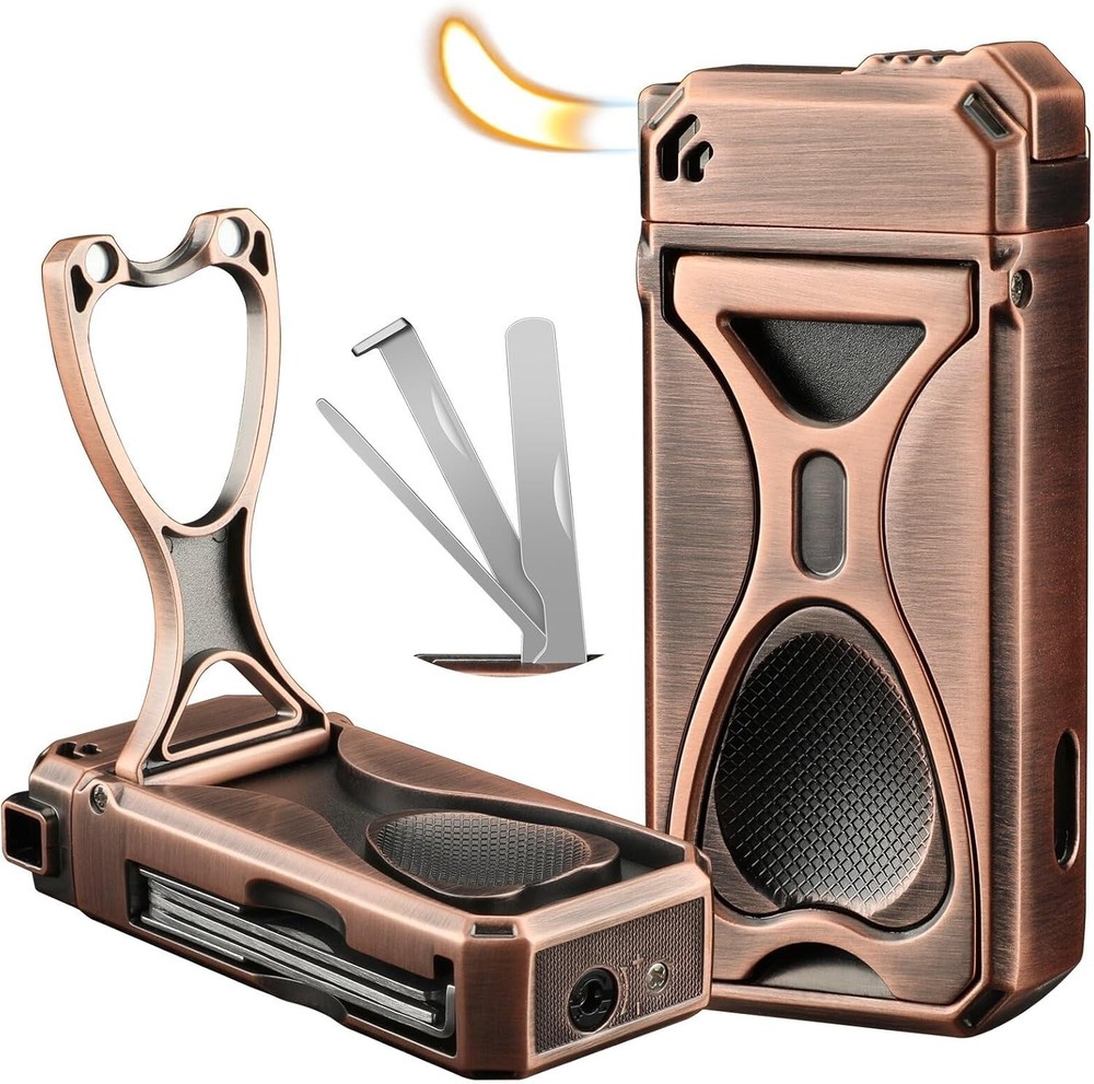 Pipe Lighter ，4 in 1 Soft Flame Lighter with Pipe Stand, 3 Collapsible Pipe Cl