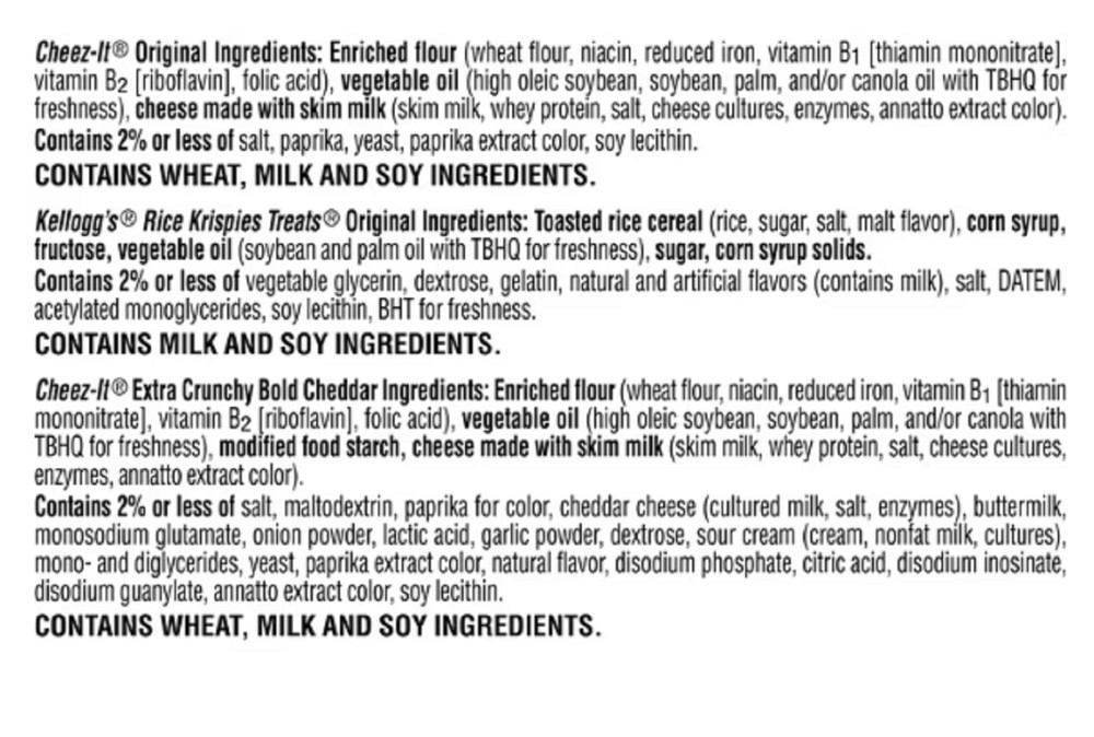 Kellogg's Variety Pack Assorted Snacks, Lunch Snacks, 20 Count