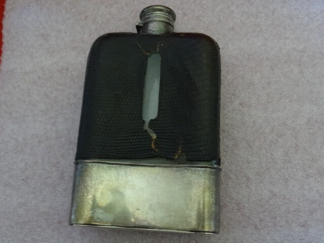 Antique Gorham Sterling Silver & Leather Hip Flask With Removable Cup