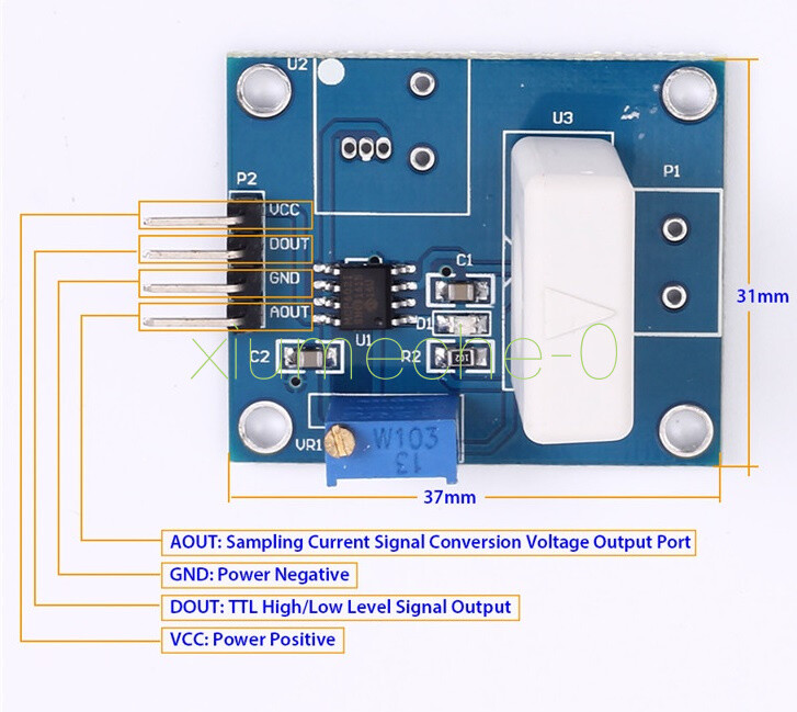 WCS1800 Hall Current Sensor Module 35A Overcurrent Protection Current Detector
