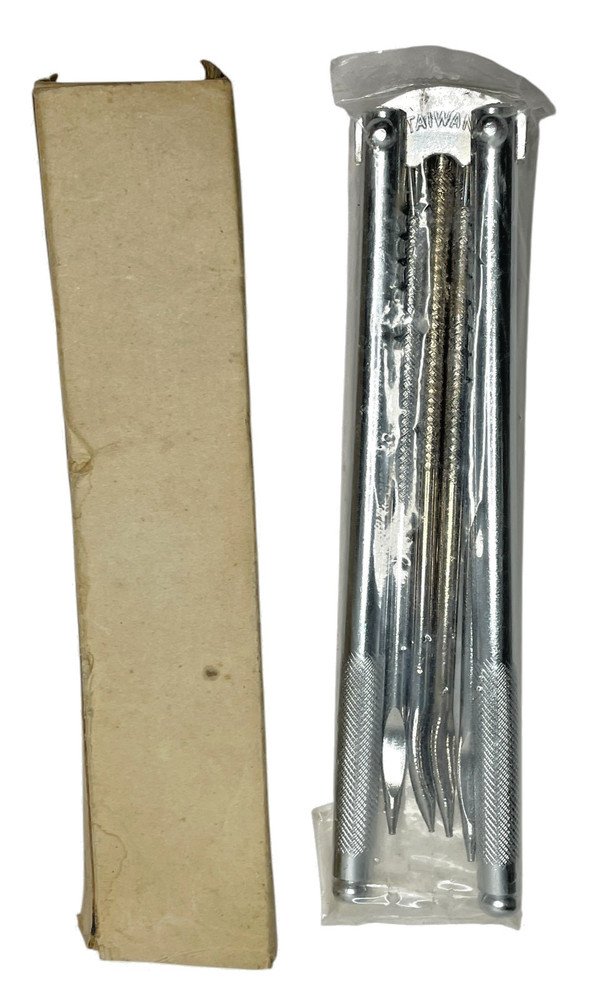 Vtg Taiwan Metal Nut Cracker Nutcracker Kitchen Tool Set w/ 4 Picks