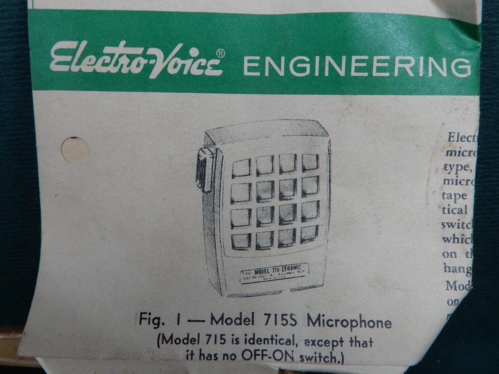 Electro-Voice Model 715 Ceramic Microphone In Original Box