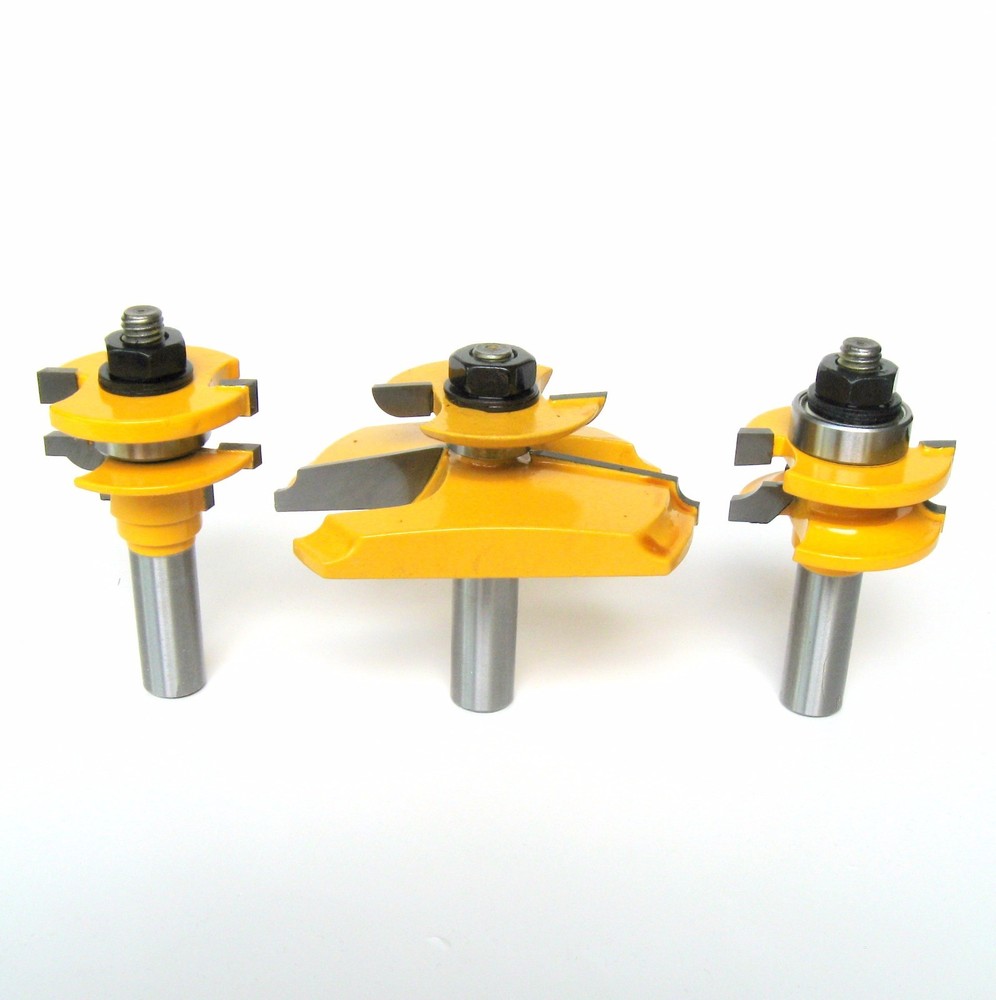 3pc 12° w/ Back Cutter Raised Panel & Bead Rail & Stile Router Bit Set sct-888