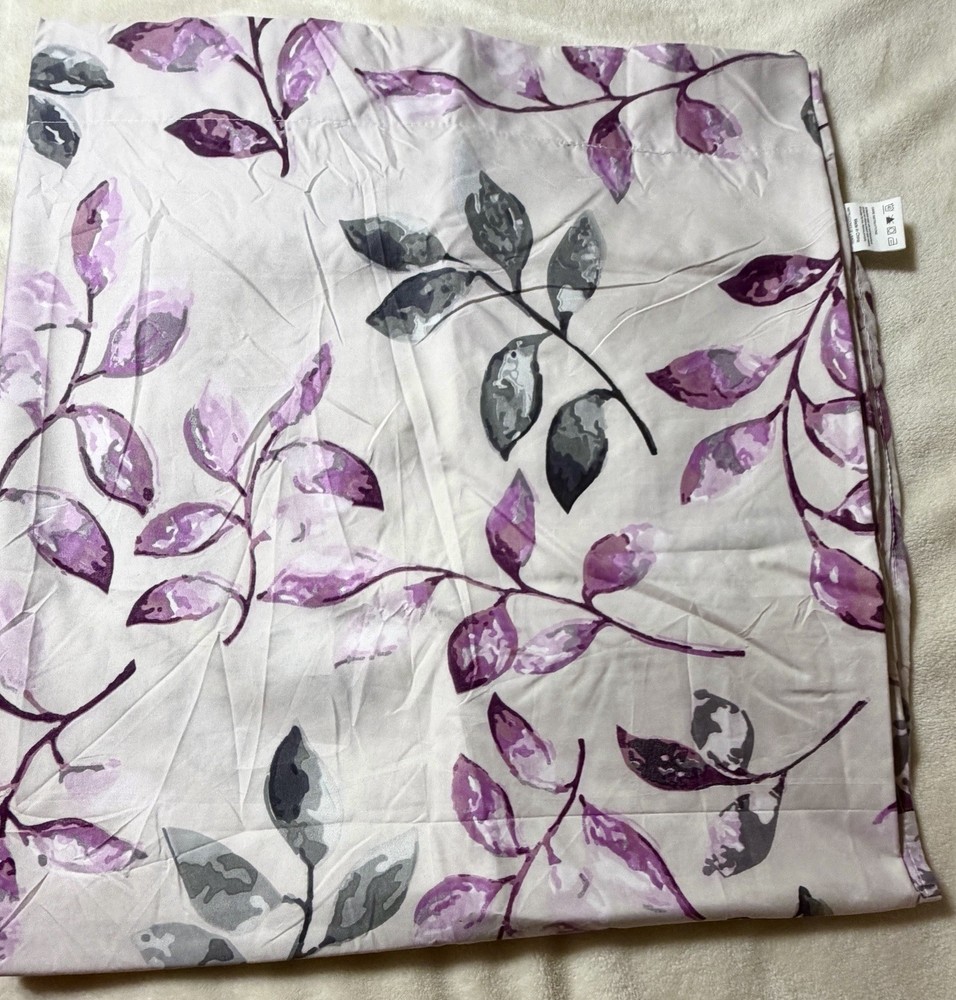 Queen Size Flat Sheet Floral Purple White Bedding Soft Lightweight Sheet