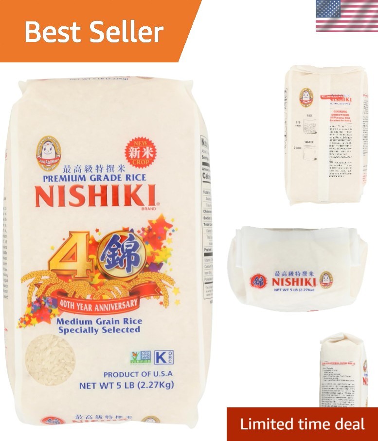 Non-GMO Medium Grain Rice 80 Ounces Packed for Freshness - Culinary Staple