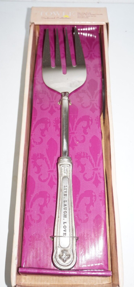 Towle Live Laugh Love Serving Fork Antique Silver Plated Handle