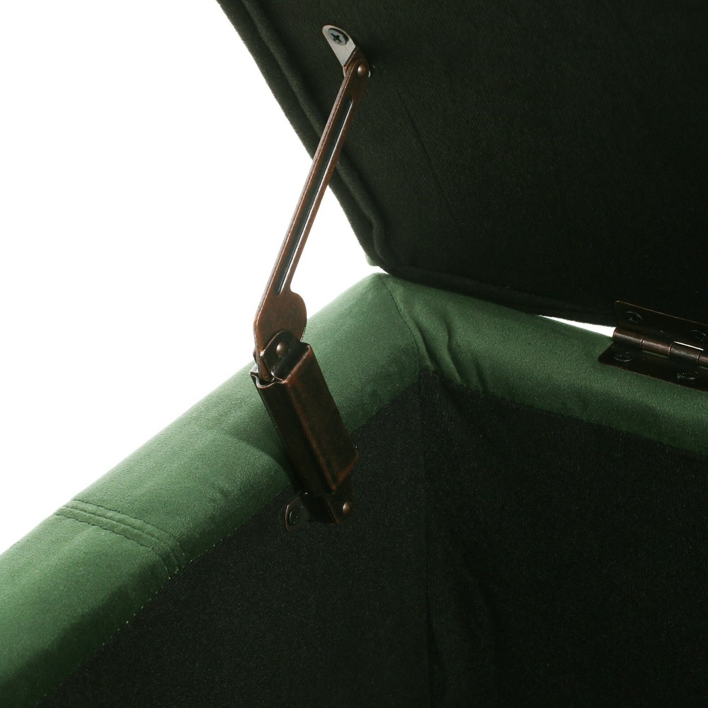 Upholstered Storage Forest Green Ottoman Bench