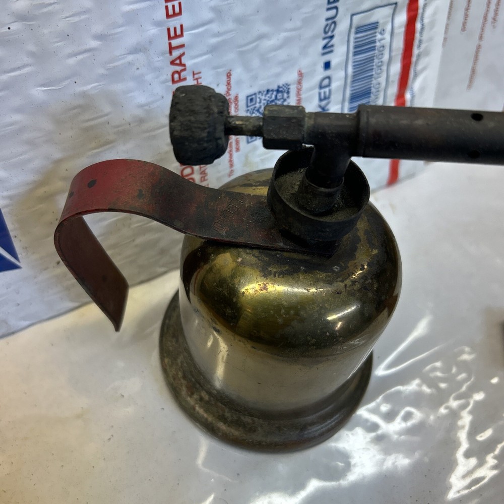 Vintage DUNLAP Brass Mini Denatured Alcohol Torch