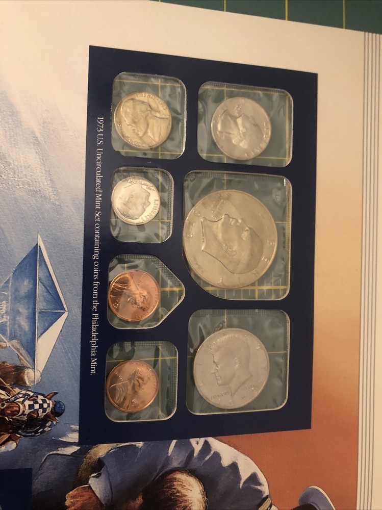 1972 & 73 PD Mint Sets Postal Commemorative Society Display Eisenhower Dollars