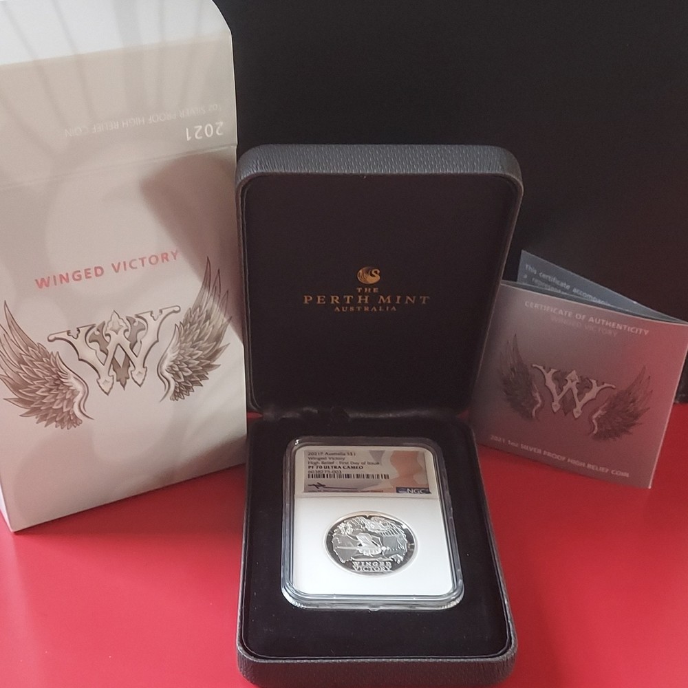 Australia 2021 $1 Winged Victory High Relief Silver Proof NGC PF70 Perth Mint