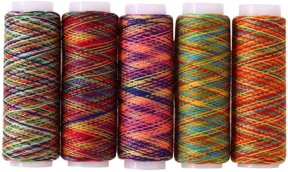 5Pcs Multicolor Thread Set 5 Spools Polyester Embroidery Sewing Thread