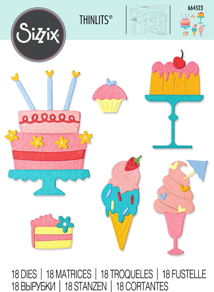 New, Retired Sizzix Thinlits Party Treats #664523 18pc Retail $24.99