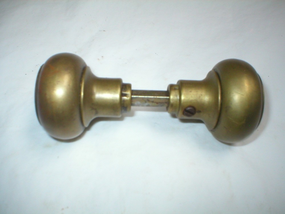 Antique Solid Brass Doorknob Pair