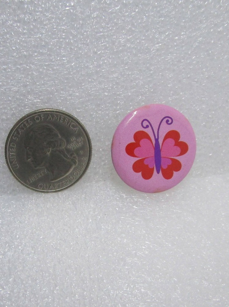 Pink Butterfly Button Pin