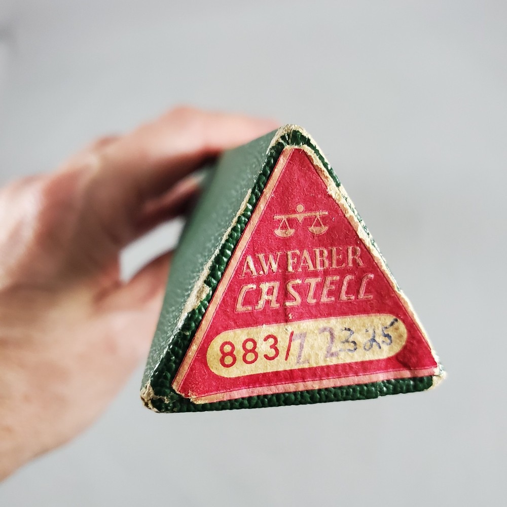 Faber Castell Triangular Engineering Ruler w/ Green Box 883/72 Germany Vintage