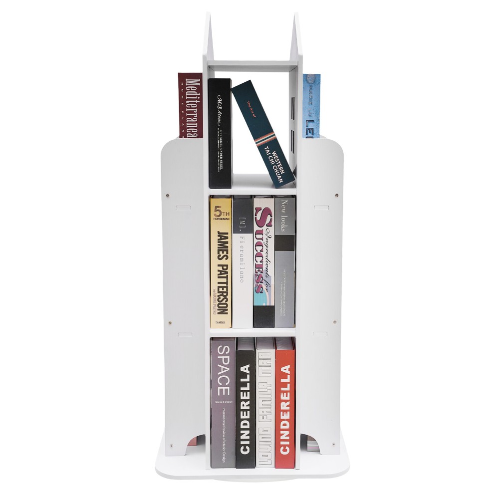 360 Display Floor Standing Bookcase Spinning Shelf Storage Rack Holder Book Rack