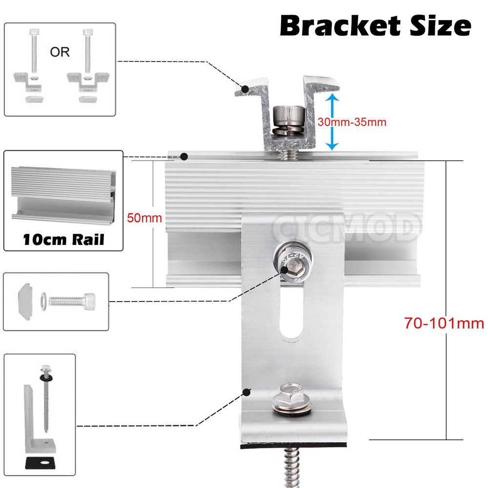 Solar Panel Mounting Brackets Kit Adjustable Roof System for 1-4PCS Solar Panels
