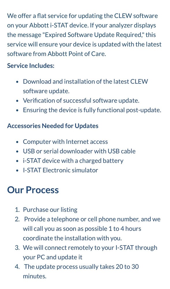 I-stat Clew update Flat service /abbott i-stat expired software update required