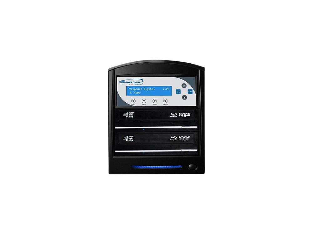 VINPOWER Black 1 to 2 64M Buffer Memory SharkBlu Blu-ray DVD CD Duplicator Tower