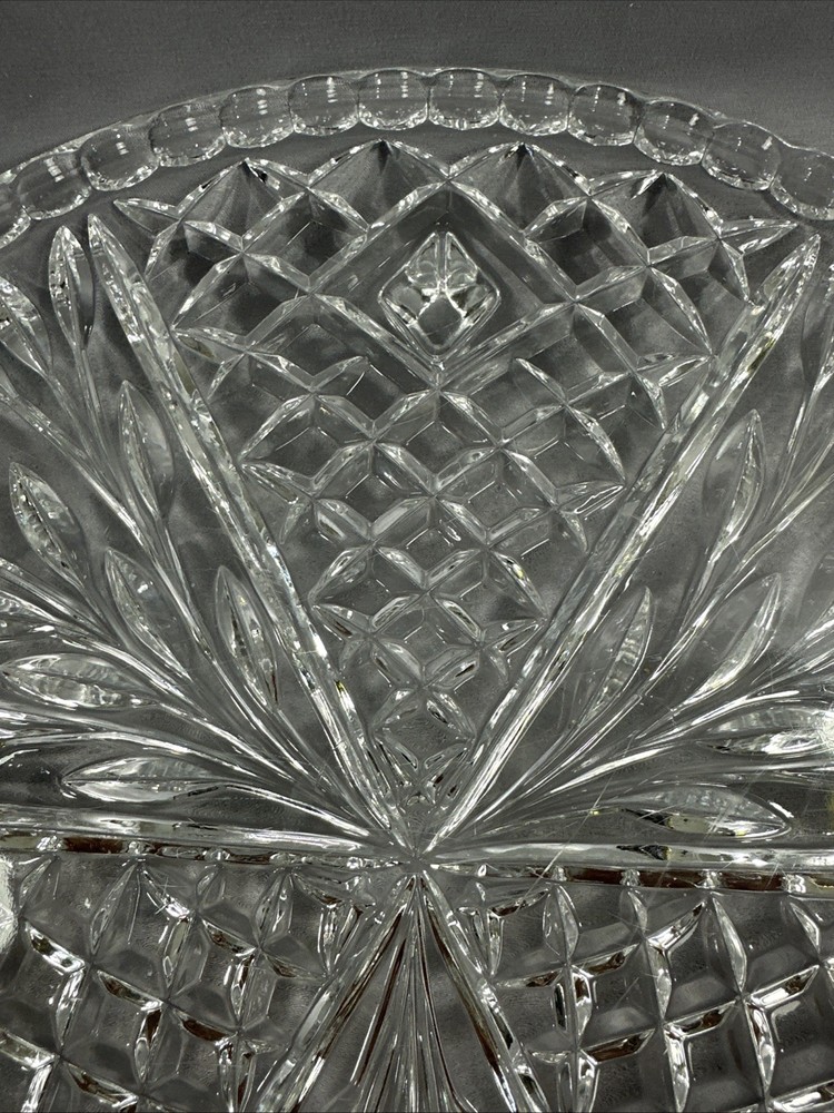 Diamond and Rose 12" Round Footed Crystal Cake Serving Plate