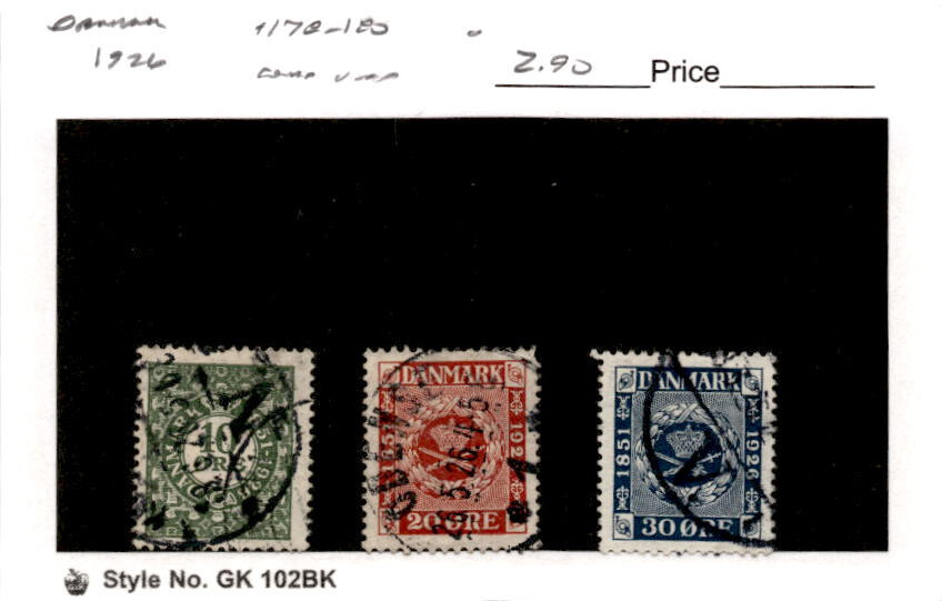 Denmark, Postage Stamp, #178-180 Used, 1926 (AB)