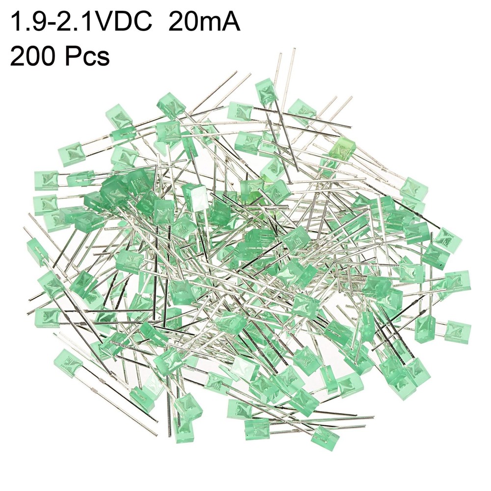 200Pcs 2x3x4mm Light Diode Rectangular Bright LED Lamp Bulb Yellow Green