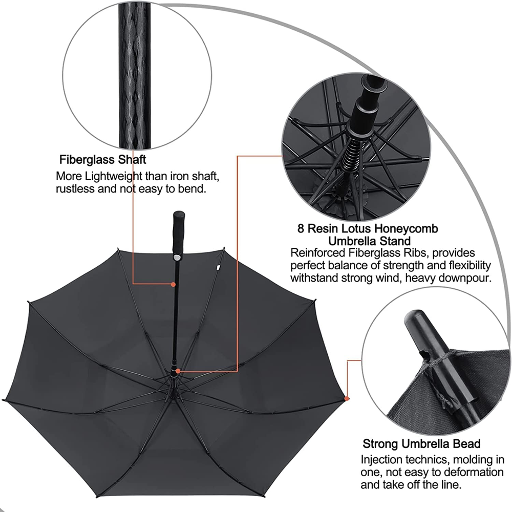 G4Free 68 Inch Automatic Open Golf Umbrella Extra Large, Navy Blue