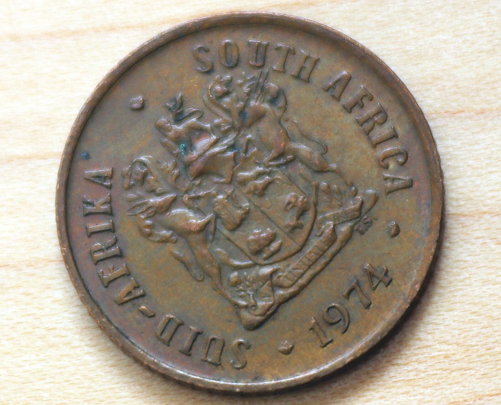 1974 South Africa 1 Cent Cape Sparrows