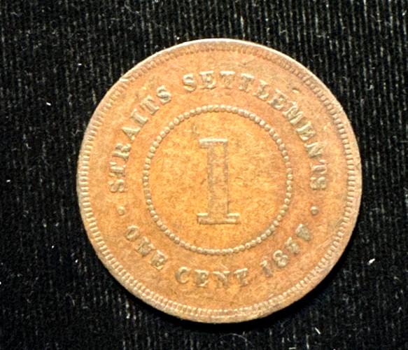 Straits settlements 1877 cent KM 9 VF+