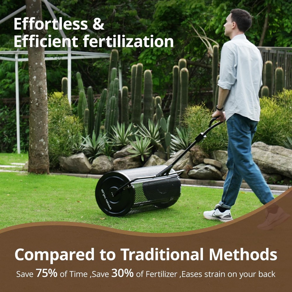 Compost Spreader 24 Inch Peat Moss Spreader with Installation Support Accesso...