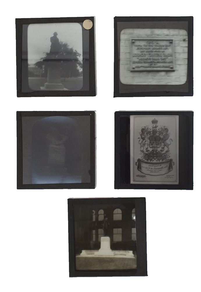 5x Magic Lantern Slides Mixed Lot Statues Plaques Emblem  -O21