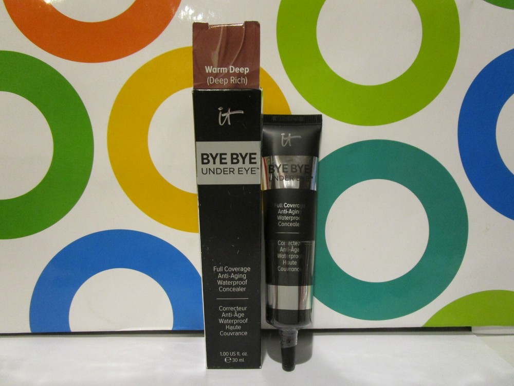 IT COSMETICS ~ BYE BYE UNDER EYE WATERPROOF CONCEALER ~ WARM DEEP ~ 1 OZ BOXED