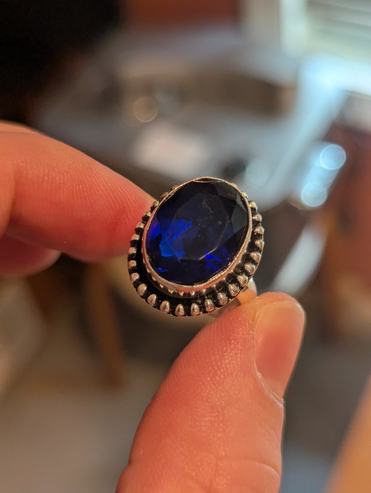Blue Sapphire Oval Ring Size 9