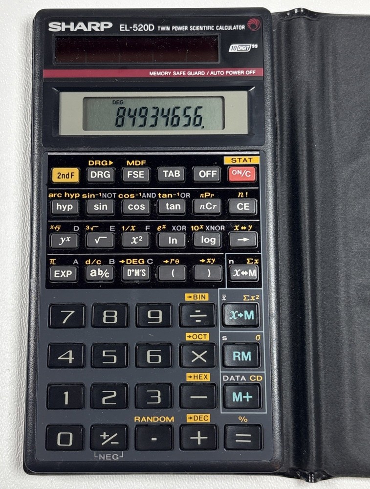 Vintage Sharp EL-520d Programmable Scientific Calculator w/ Case - Working