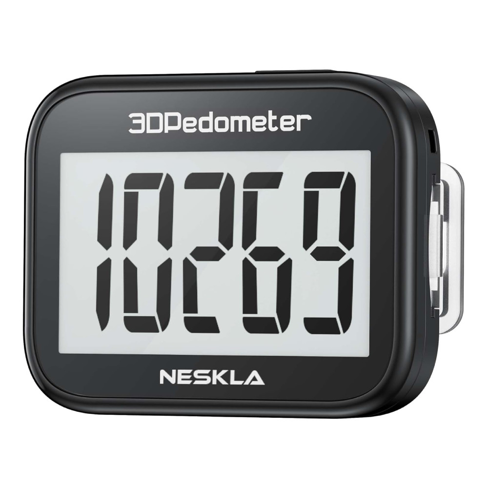 NESKLA 3D Pedometer for Walking, Simple Step Counter with Assorted Colors
