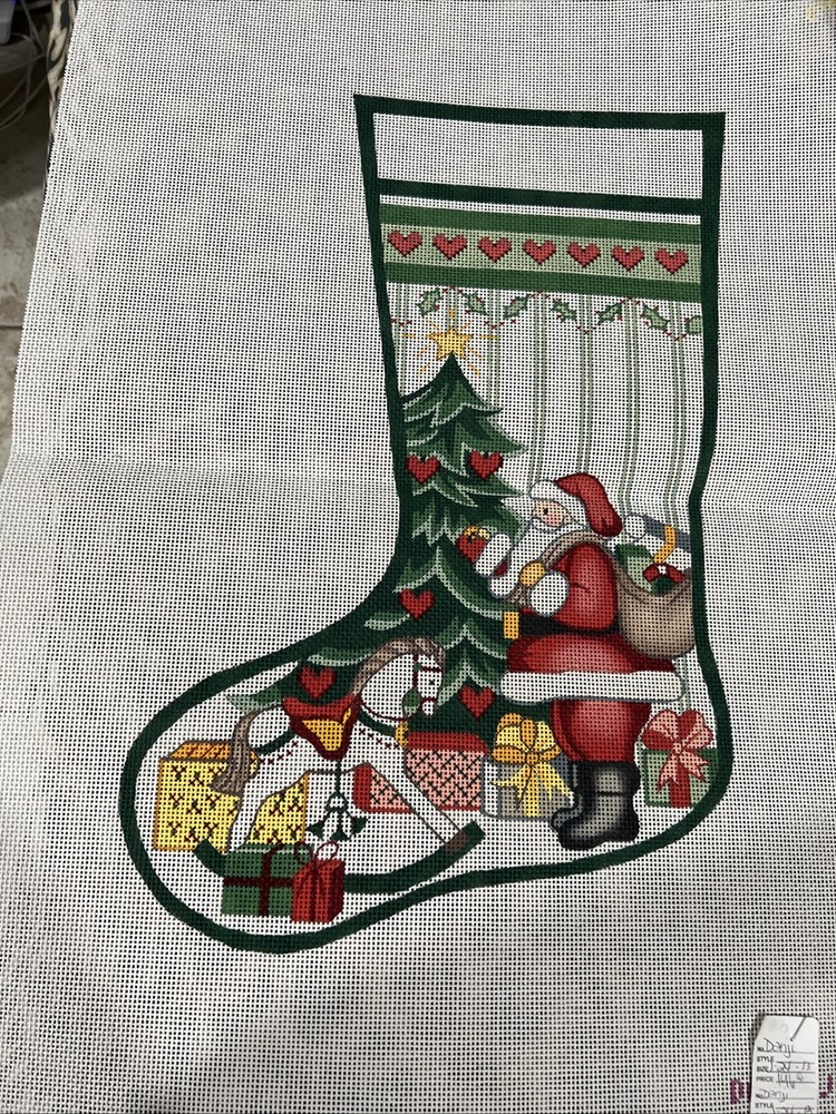needlepoint christmas stocking santa