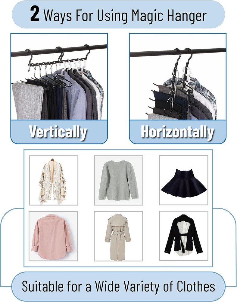 Black Plastic Multi Clothes Hangers - 16 Pack for Optimal Closet Space