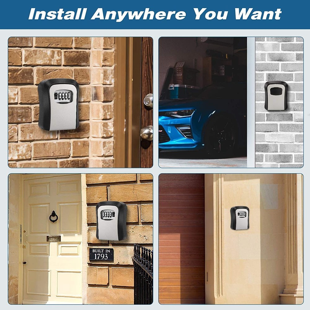 2 Pack Key Lock Box, Combination Lock Box Wall Mounted Waterproof Key Storage...