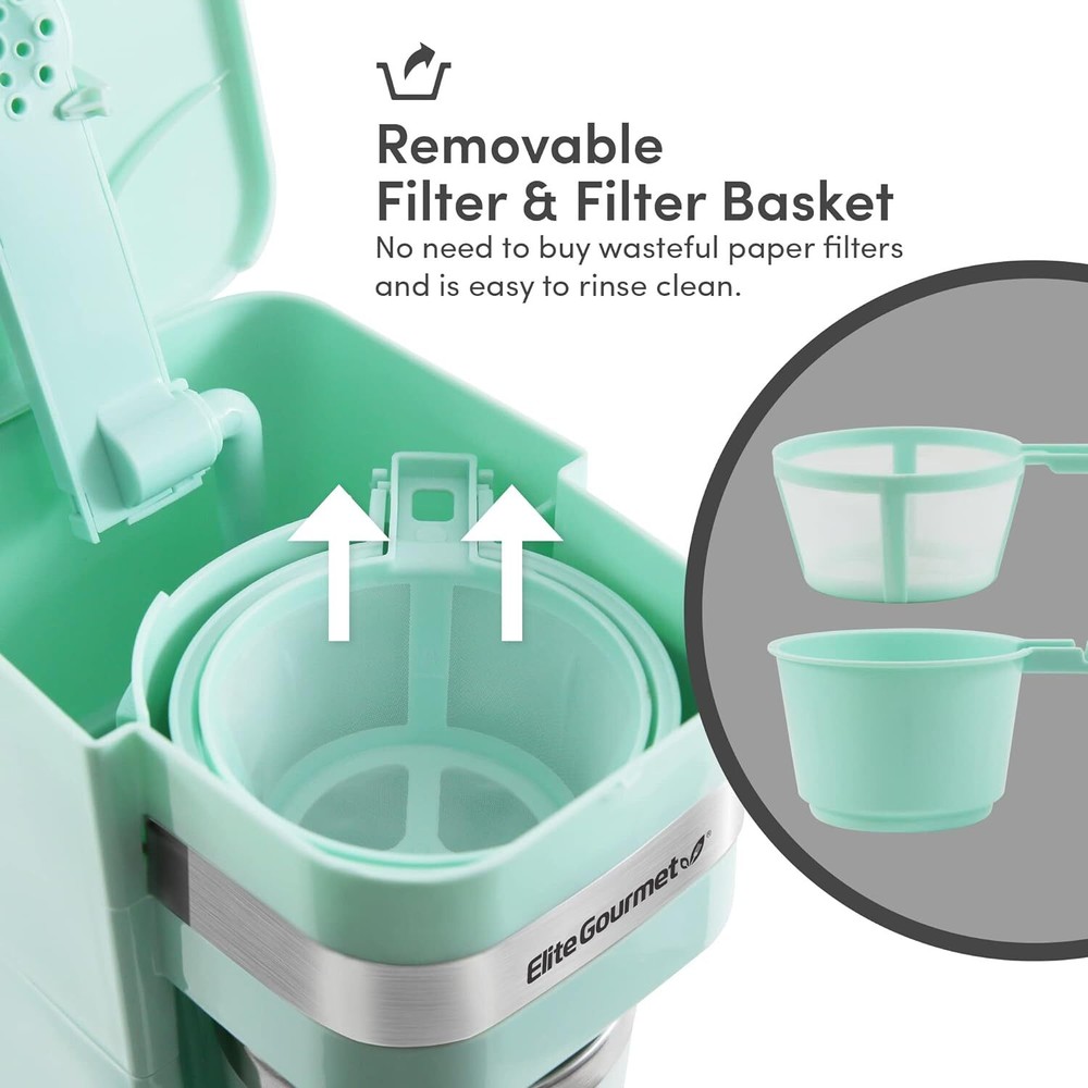 Elite Gourmet Personal Single-Serve Compact Coffee Maker Brewer