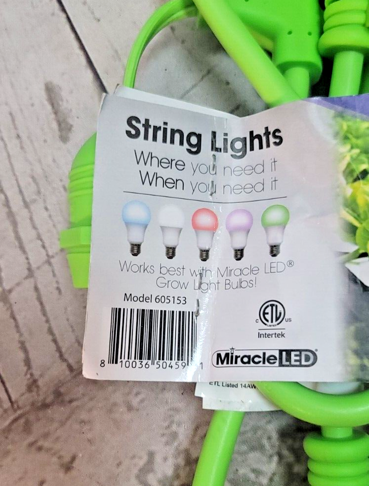 NEW ~ Miracle LED ~ Set of 2 ~ 3-Socket 4 Ft LED - Ready String Lighting ~ Green