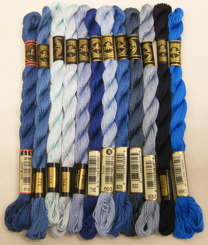 Threads for Needlepoint Hand Embroidery 12x DMC Perle #5 BLUE