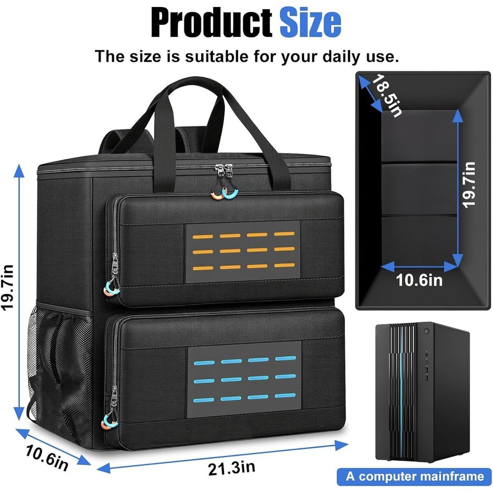 Computer Desktop Tower Large Carrying Case, PC Travel Case Backpack for ATX M...