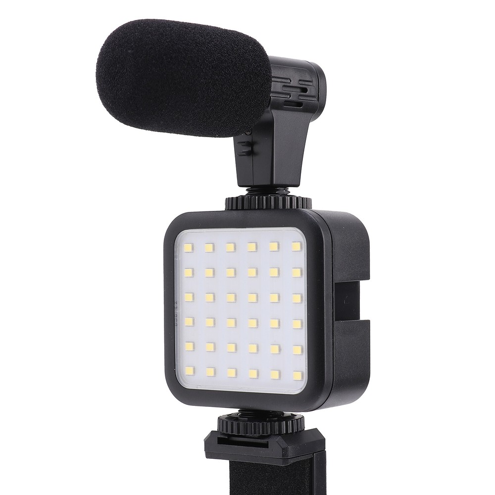 Smartphone Video Vlogging Kit with Tripod+LED Light+Microphone+Remote Control