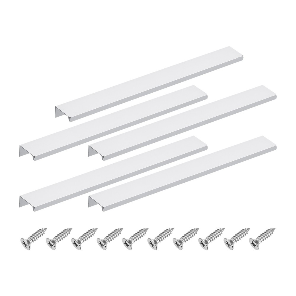 Cabinet Edge Finger Pull, 5pcs 300mm / 11.81" Hidden Cabinet Pulls, Silver