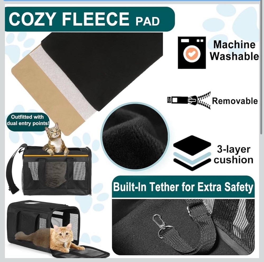 PIZVOX Small/Medium Pet Carrier - Black