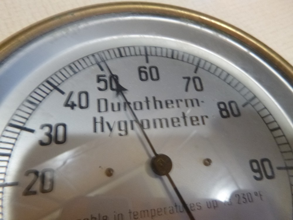TWO VINTAGE BRASS HYGROMETER GAUGES