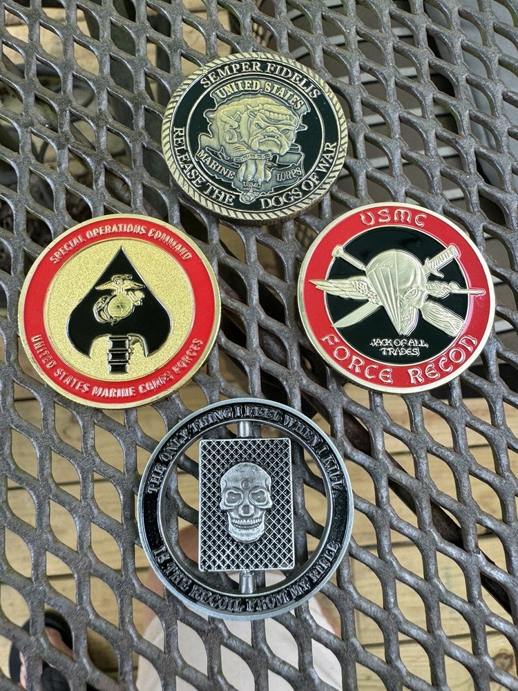 USMC Force Recon And Special Operations Command Coin Set SNIPER COIN ALSO